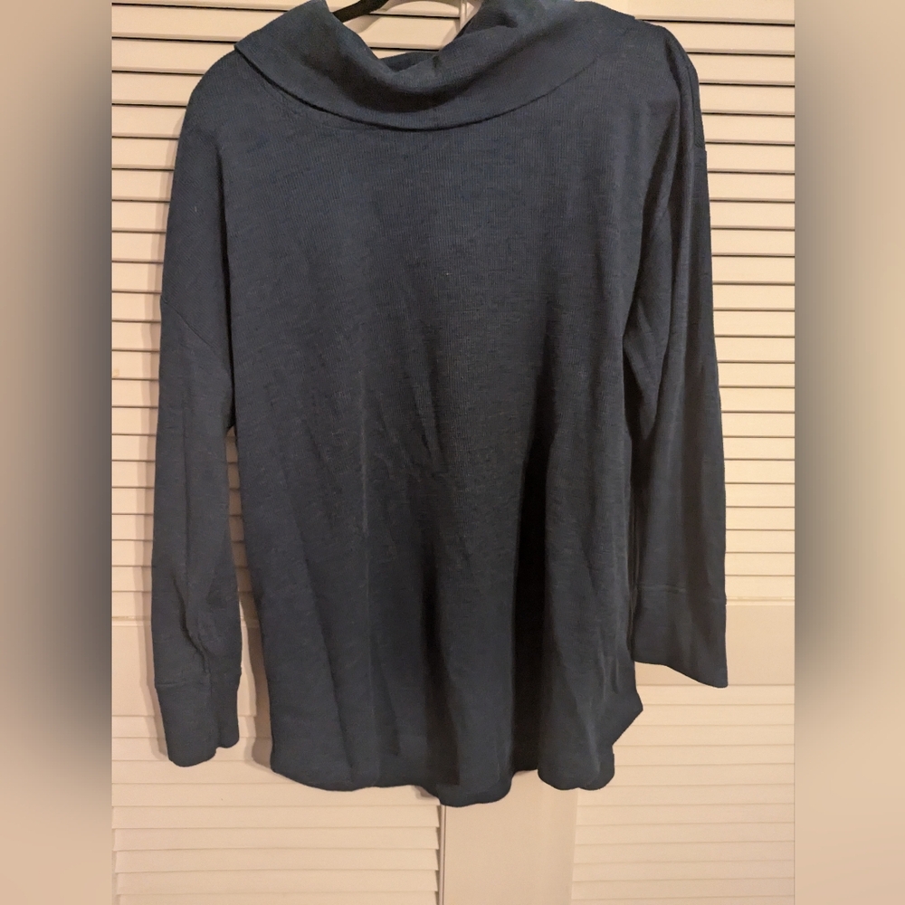 CJ Banks Blue Cowl turtleneck